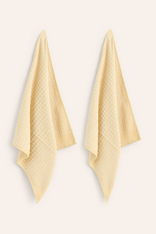 Calma House Keukenhanddoeken (set van 2 stuks) Oporto - Mosterd - 50x50