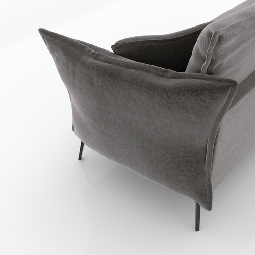 Sia Home - Rechte bank LENNY - Fluweel - Grafiet grijs - 210cm
