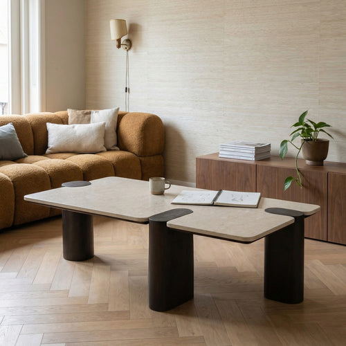 Starfurn Salontafel Maeve - Rechthoek Hout/Marmer - 128x60x36cm