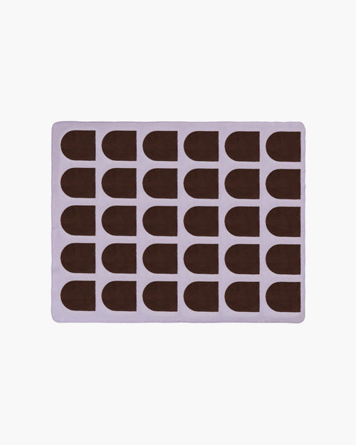noo.ma Gilli Throw katoenen plaid met geometrische print Lilac & Brown