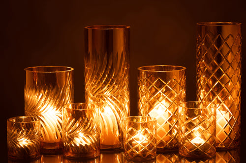 J-Line windlicht Diamant - glas - goud - extra large - 2 stuks - vtwonen shop