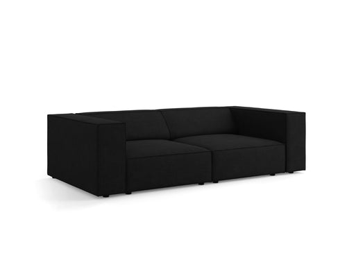 Cosmopolitan Design Bank Arendal 3-zits, chenille met ribbeleffect, zwart - 102x204x70cm