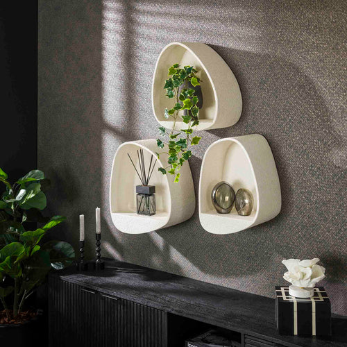 Giga Meubel Wandschap Stone Breed - Wit Marmer - 43x21x48cm - vtwonen shop