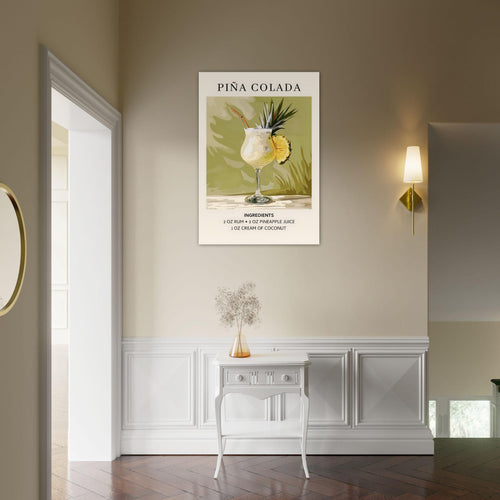 Artfulprints Poster met Lijst Piña Colada cocktail - Ingrediënten   - 50x70 cm - Groen