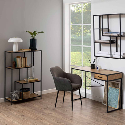 Lisomme Vic Boekenkast van Metaal en Hout - B 77 cm - Naturel - vtwonen shop