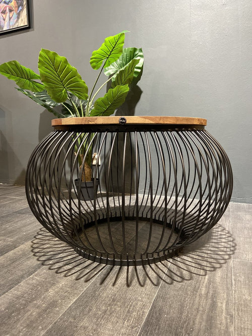 FurniLux Salontafel Mangohout - Bijzettafel - Salontafel Rond - Industrieel - 80x80x51 cm - vtwonen shop