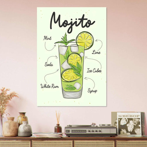 Artfulprints  Mojito cocktail – Illustratie   poster 50x70 cm