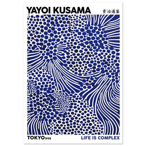 Artfulprints Poster Yayoi Kusama - Life is complex   - 30x40 cm - Blauw