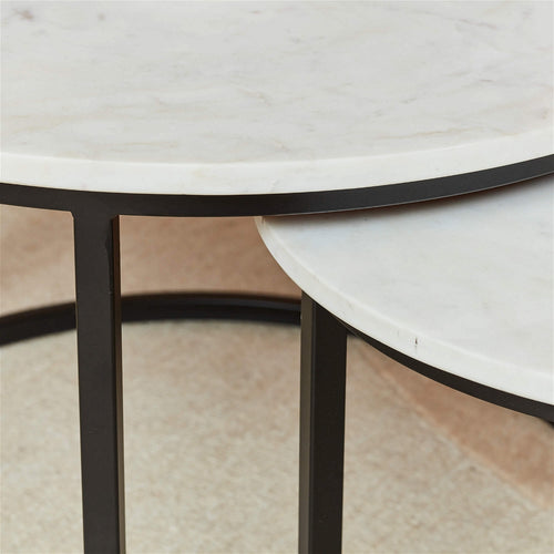 StarFurn Salontafel Nova - Rond Wit Marmer - 70x70x40cm - Set van 2 - vtwonen shop