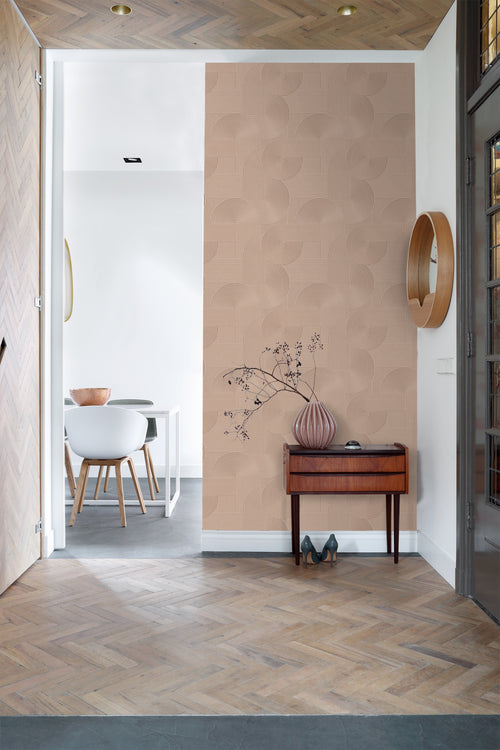 Origin Wallcoverings behang grafisch 3D motief terracotta roze - 53 cm x 10.05 m - 348017