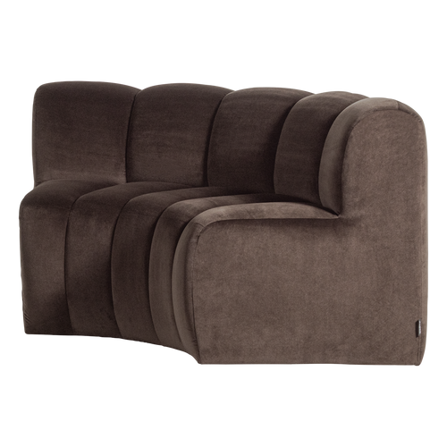 WOOOD eetbank halfronde hoek rugleuning Mojo - Velvet - Bruin - 83x152x73