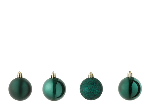 J-Line kerstbal - kunststof - groen - doos van 40