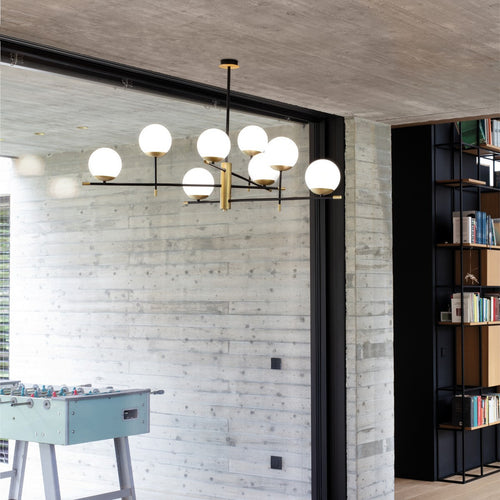 Ideal Lux GOURMET 9 lichts Globe Multi Arm Semi Flush Plafondlamp Zwart