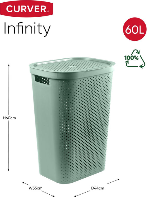Curver Infinity Recycled Dots Wasmand met deksel - 60L - Groen - vtwonen shop