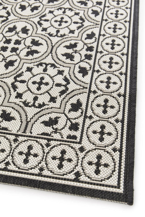 AFK Living vloerkleed Mosaique - voor binnen en buiten - zwart - 80 x 200 cm