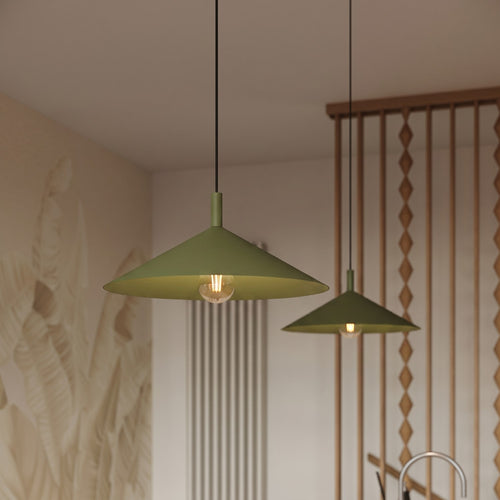 Sollux Lighting Hanglamp NOX 40 olijfgroen - 40x40x135cm