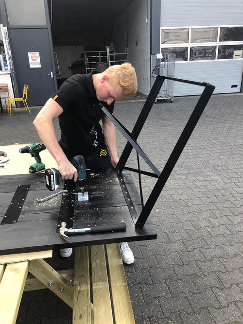 MaximaVida onderstel Berlijn bouwpakket voor inklapbare bierbank - onderstel 25 cm zwart gecoat
