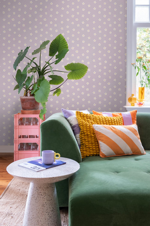 ESTAhome behang madeliefjes lila paars - 53 cm x 10.05 m - 131114 - vtwonen shop