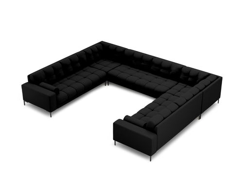 Cosmopolitan Design Panoramische bank Bali 9-zits, structurele stof, zwart - 256x327x75cm