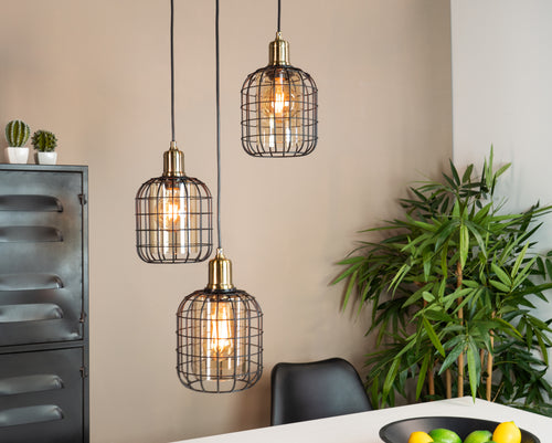 EGLO hanglamp Chisle - e27 - ø 42,5 cm - glas - zwart/amber
