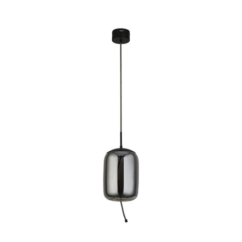 Searchlight Lisbon 1 licht LED-hanglamp, zwart en gerookt glas 2700K