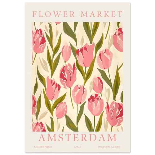 Artfulprints Poster met Lijst Flower market - Amsterdam IV   - 70x100 cm - Roze