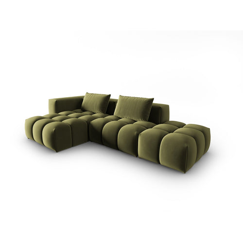 Cosmopolitan Design - Modulaire hoekbank links Verona 4-zits, flueel lichtgroen - 145x265x70cm