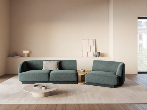 Micadoni Rechte modulaire bank Miley 3-zits, chenille, olie - 126x303x70cm