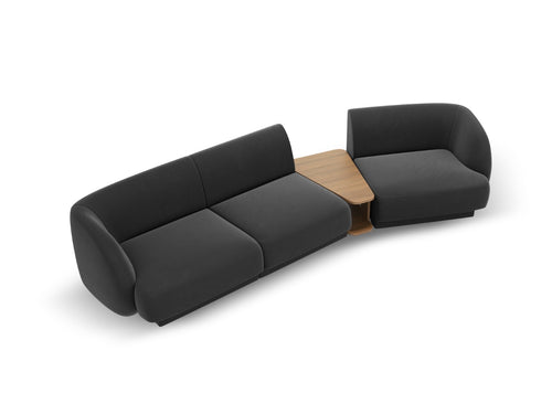 Micadoni Rechte modulaire bank Miley 3-zits, flueel, grijs - 126x303x70cm