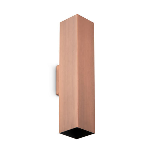 Ideal Lux LOOK 30 cm vierkante wandlamp met op- en neerwaartse beweging, koperkleurig, 2x GU10 fitting