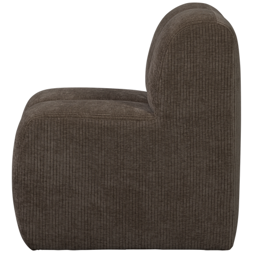 WOOOD eetbankje 84cm met rugleuning Mojo - Ribstof - Bruin - 88x84x73 - vtwonen shop