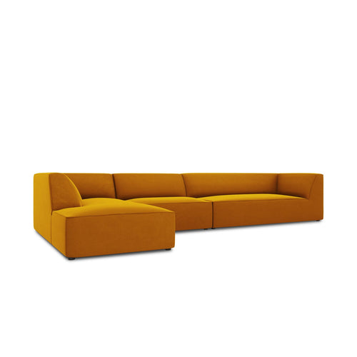 Cosmopolitan Design - Modulaire hoekbank links Siena 5-zits, flueel geel - 180x366x69cm