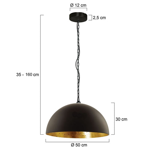 Steinhauer hanglamp semicirkel - 1 lichts - 50x 180 cm - zwart