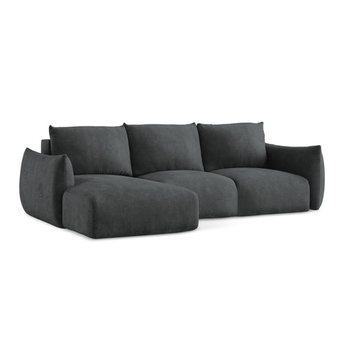 LaMiaSofa hoekbank links Savona - chenille stof - donkergrijs - 242x162x90