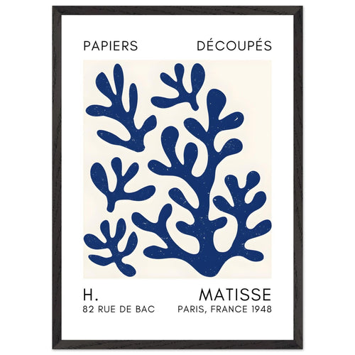 Artfulprints Poster met Lijst Matisse – Coral shadows navy blue II   - 50x70 cm - Blauw