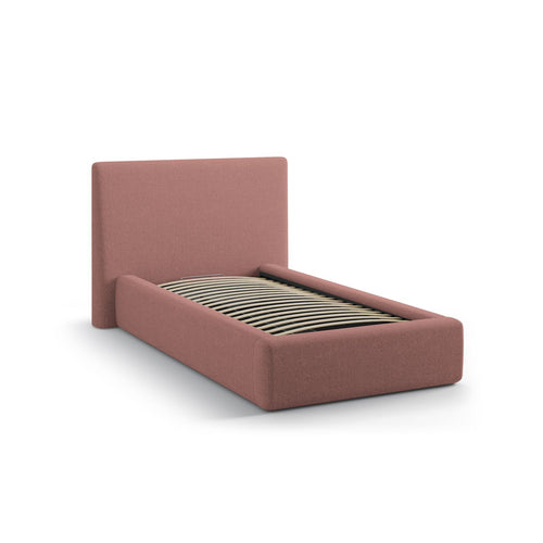 Cosmopolitan Design - Opbergbed met hoofdeinde Asti 90x200cm structurele stof donkerroze - 220x130x95cm