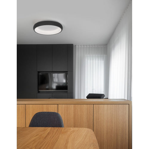 Merano Bakersfield 41cm Geïntegreerde LED Semi Flush Light Sandy Zwart Aluminium LED 32W 1950Lm 3000K