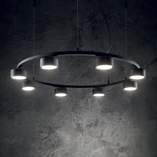 Ideal Lux MINOR - Indoor 8 Light Circular Plafond Hanglamp 8 Lights Zwart