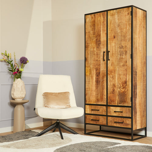 StarFurn Kabinetkast Denver - Naturel Hout/Metaal - 90x45x200cm - vtwonen shop