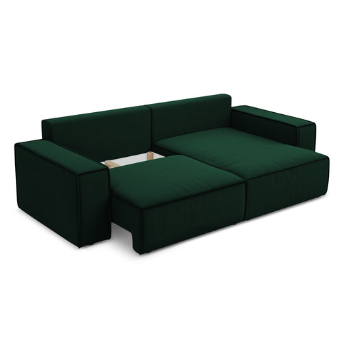 LaMiaSofa hoekbank rechts Livorno - velours - flessengroen - 257x148x82