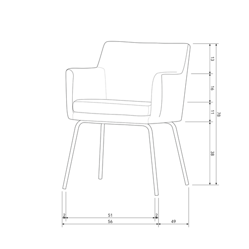 WOOOD eetkamerstoelen Kam - Polyester - Off White - Set van 6