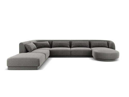 Cosmopolitan Design Panoramische hoekbank links Tulum 6-zits, flueel, lichtgrijs - 255x330x70cm