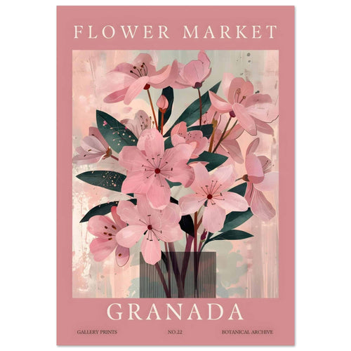 Artfulprints Poster met Lijst Flower market - Granada   - 30x40 cm - Roze