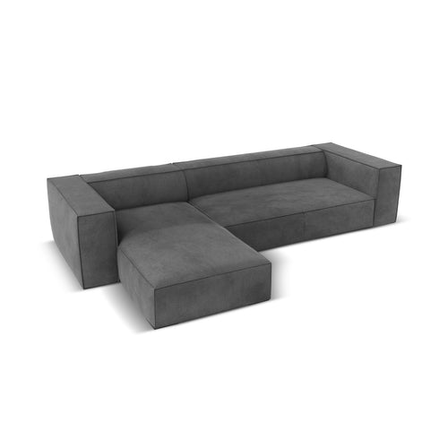 Cosmopolitan Design - Linker hoekbank Turin 5-zits, structurele stof grijs - 173x290x68cm