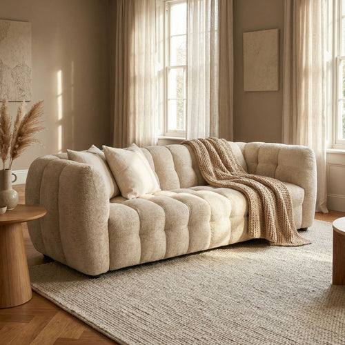 DÉJA Living 3-zits Bank Cillán - Beige Stof - 250x104x77cm