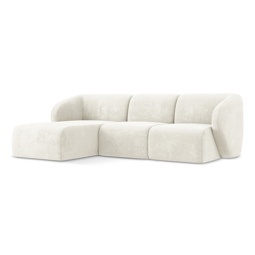 LaMiaSofa hoekbank links Cervo - chenille stof - wit - 248x166x89