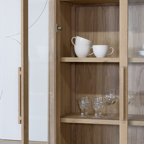 DÉJA Living Vitrinekast Camille - Naturel - Eikenhout - 97x37x200cm - vtwonen shop