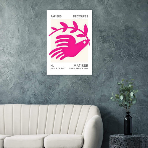 Artfulprints Poster Matisse - Peace dove pink   - 30x40 cm - Roze