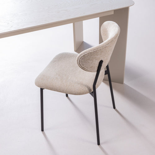 WOOOD eetkamerstoelen Kjeld - Chenille - Naturel - Set van 2