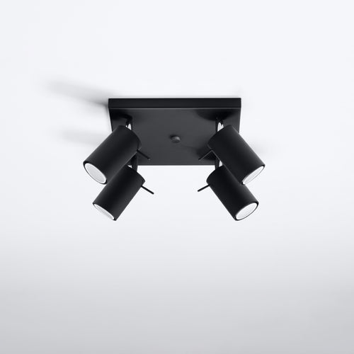 Sollux Lighting Plafondlamp RING 4 zwart - 25x25x16cm